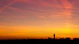 sunset skyscape over airport